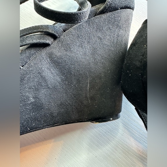 Torrid Black Strappy Wedge Heels, Size 11, Faux Suede, Gently Used - Picture 4 of 4